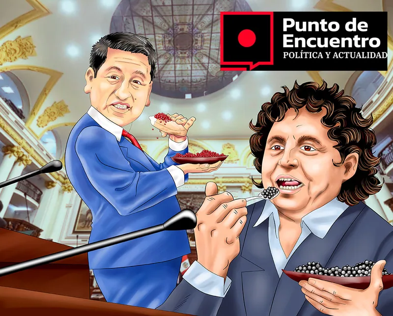 Congresistas almuerzan en su curul.