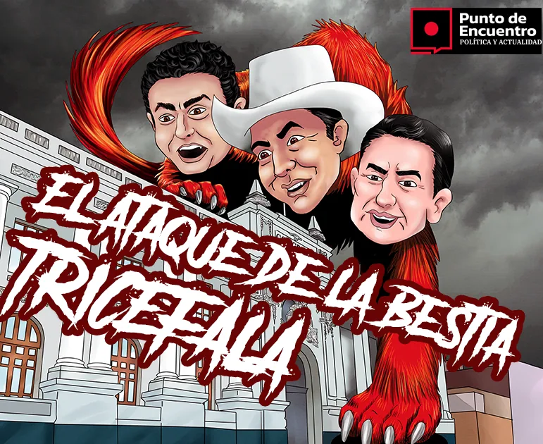 Bestia de tres cabezas aterra el Congreso: Pedro Castillo, Vladimir Cerrón, Guillermo Bermejo.